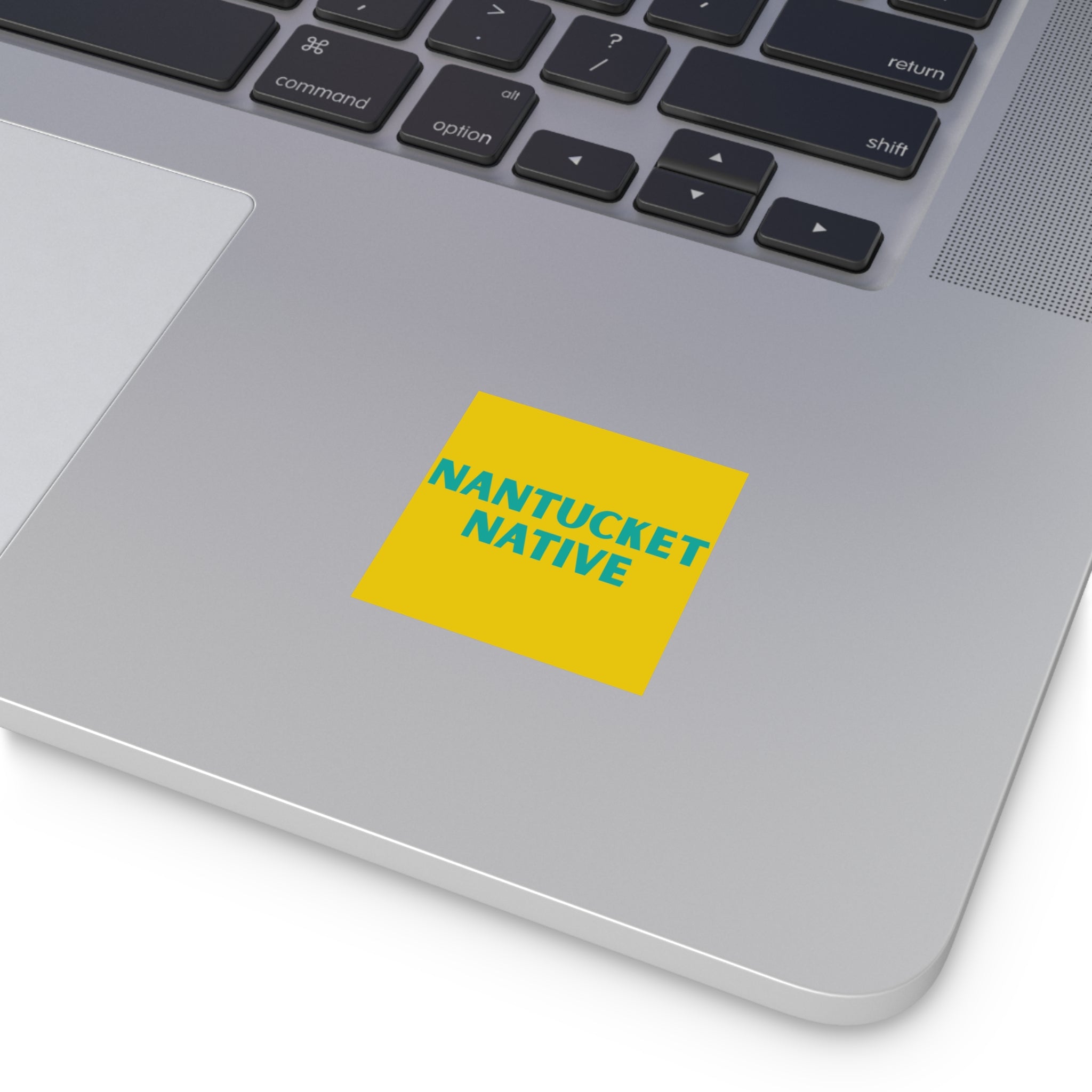 Nantucket Native Square Sticker — Bold Yellow/Teal Outdoor Decal