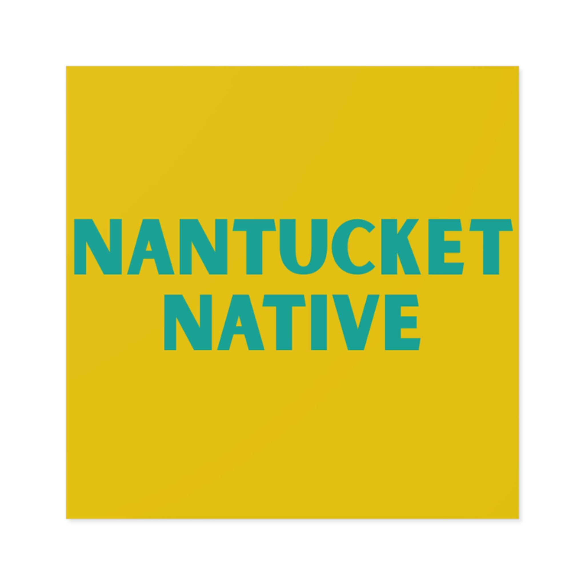 Nantucket Native Square Sticker — Bold Yellow/Teal Outdoor Decal
