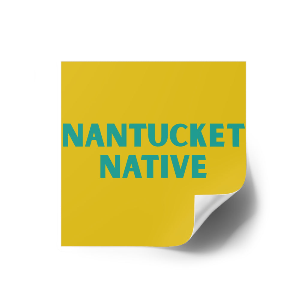 Nantucket Native Square Sticker — Bold Yellow/Teal Outdoor Decal