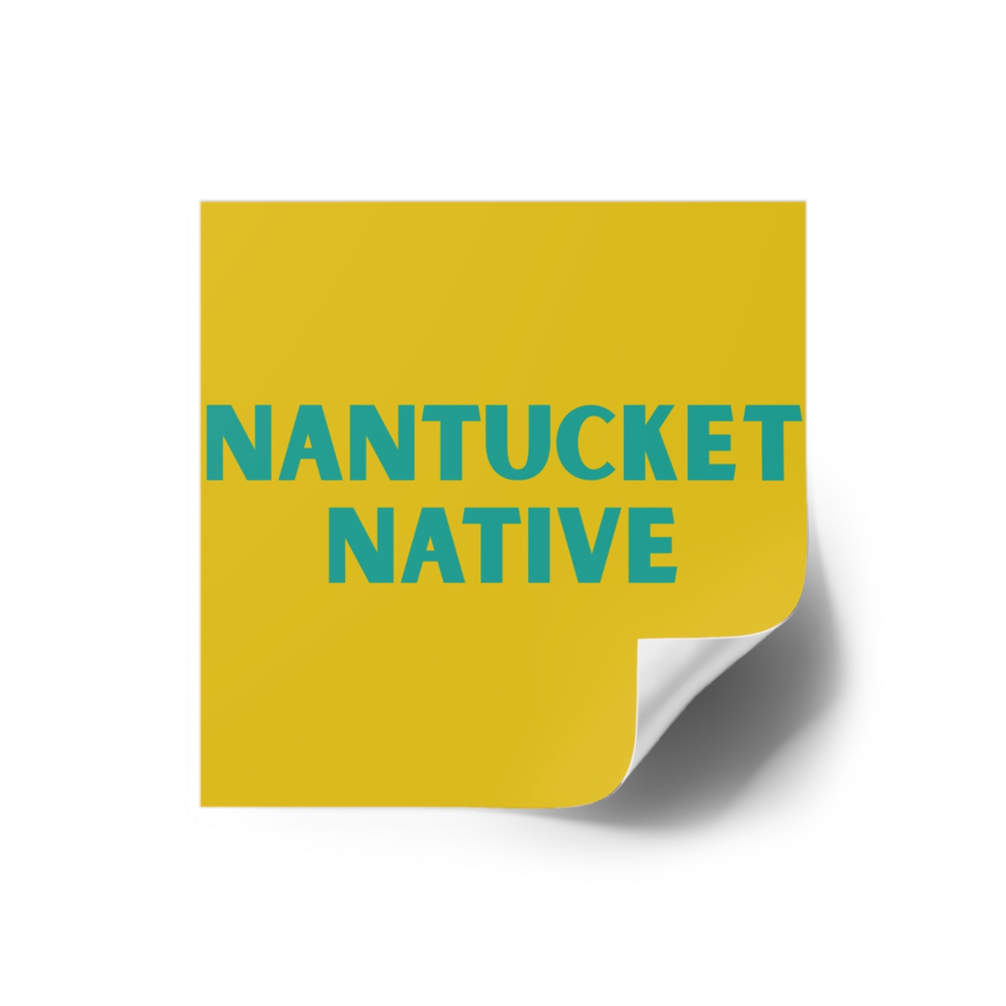 Nantucket Native Square Sticker — Bold Yellow/Teal Outdoor Decal